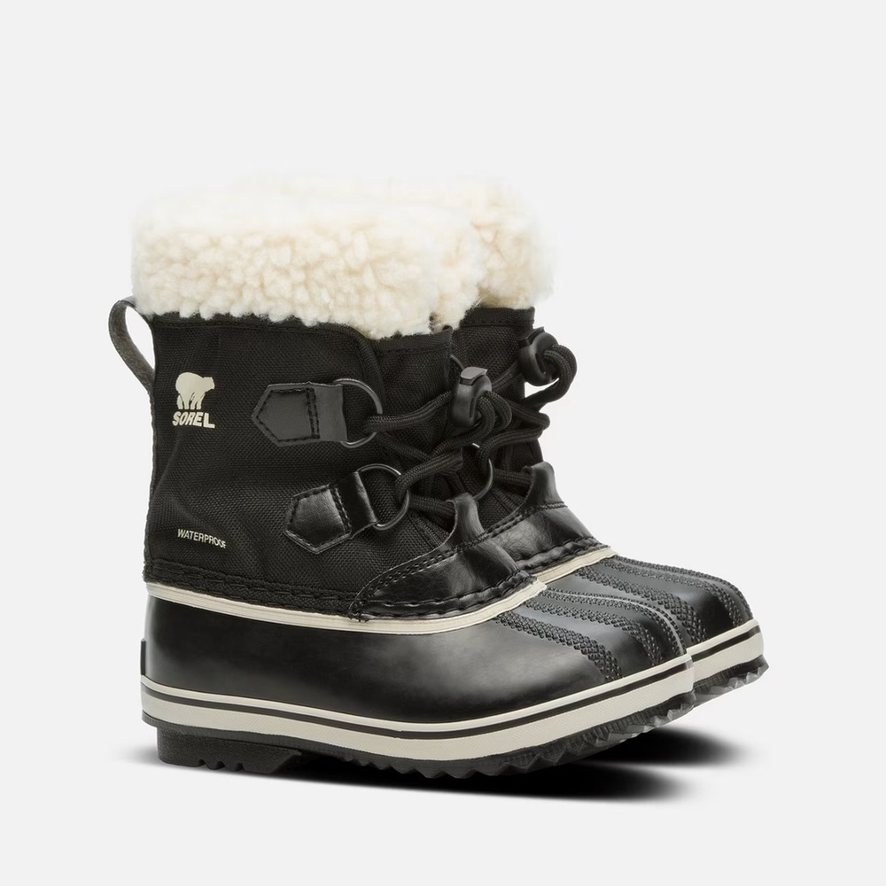 Sorel Black and Cream Snow Boots